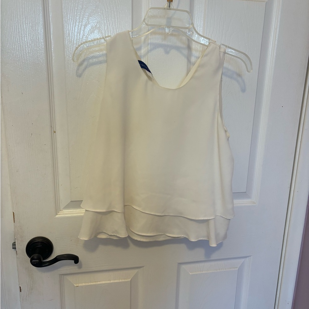 White Layered Sleeveless Chiffon Blouse Size Small Petite